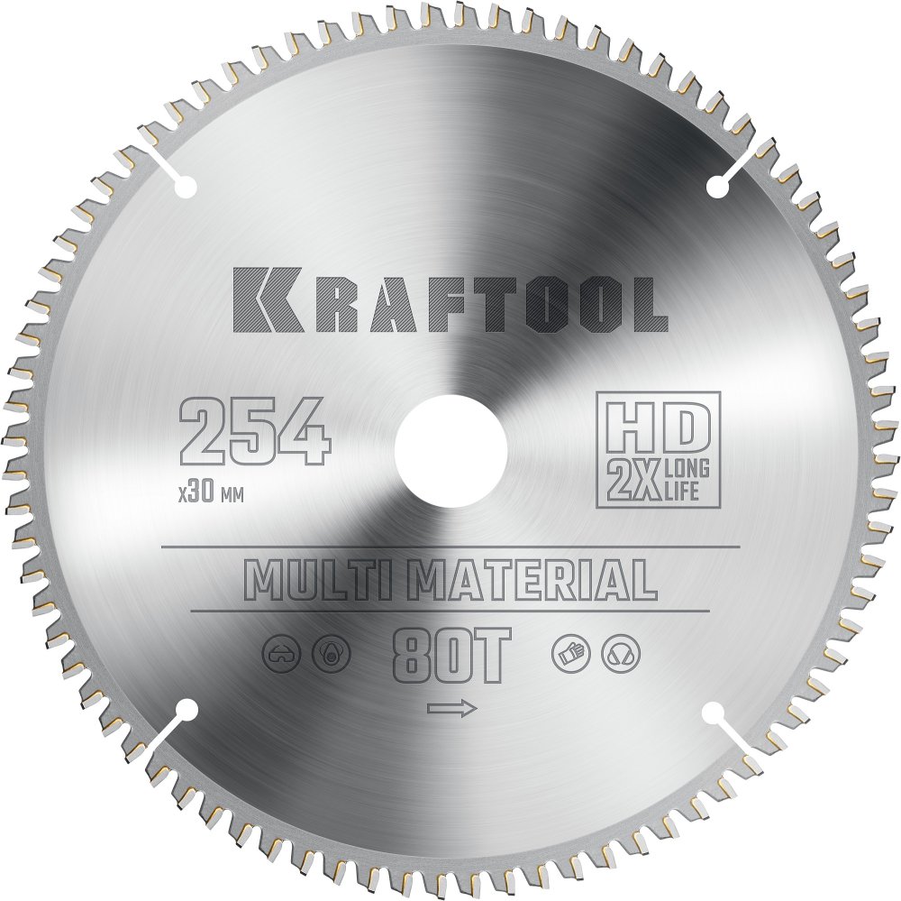 KRAFTOOL Multi Material 254х30мм 80Т, диск пильный