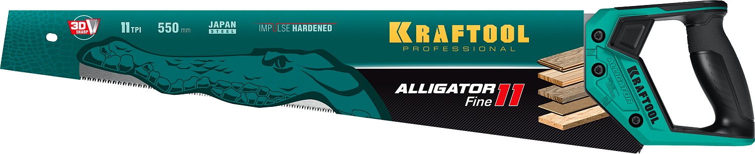KRAFTOOL Alligator Fine 11 550 мм, Ножовка для точного реза (15203-55)