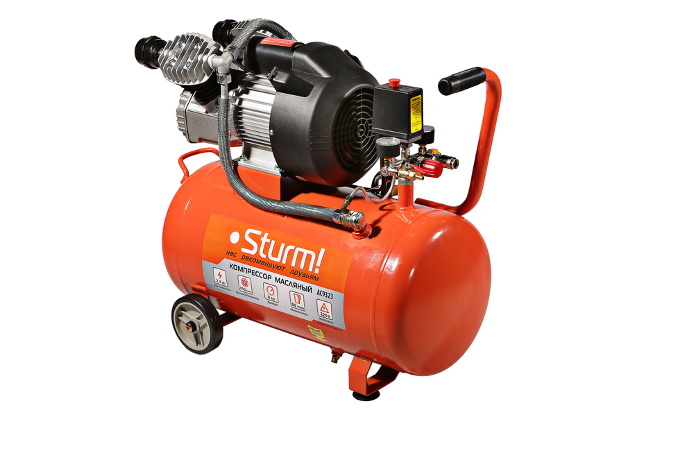 Компрессор воздушный масляный Sturm! AC9323, 2,4кВт, 410л/мин, ресивер 50л, прямой привод