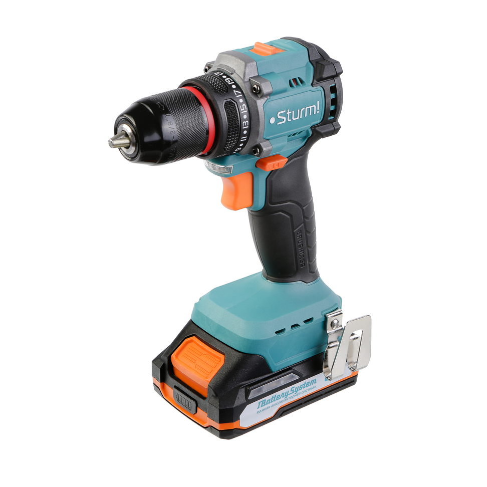 CD1860BL Дрель аккумуляторная Sturm!, бесщеточная 18В, 1BatterySystem, 60Нм, 2х2.0Ач, кейс