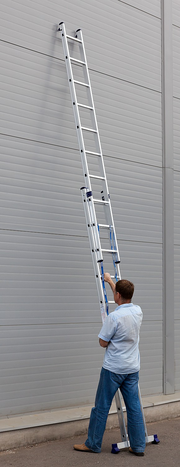 СИБИН, 10 ступеней, со стабилизатором, алюминиевая, Двухсекционная лестница (38823-10)