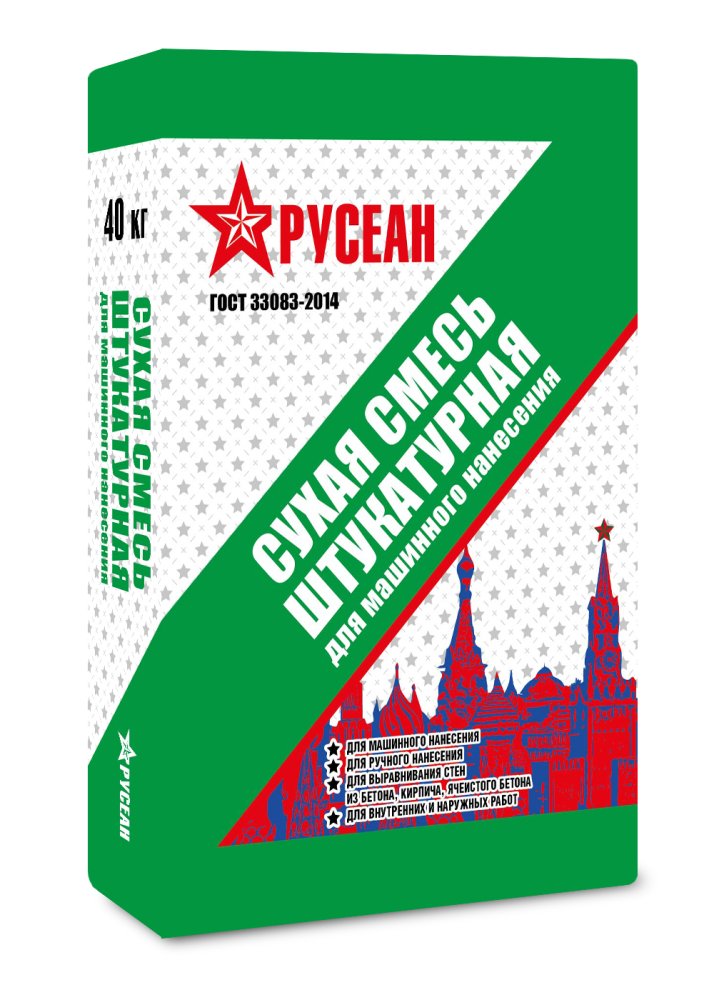 Штукатурная сухая смесь для машинного нанесения Русеан 40 кг
