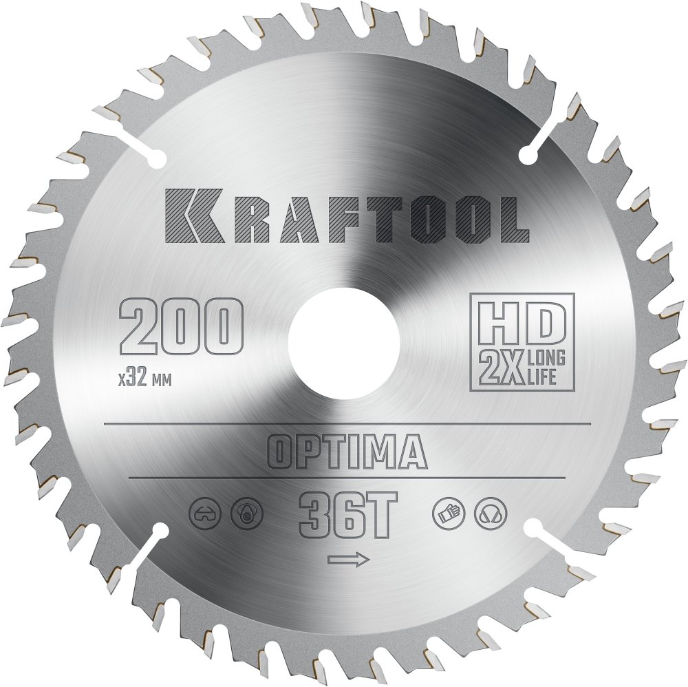 KRAFTOOL Optima 200х32мм 36Т, диск пильный по дереву