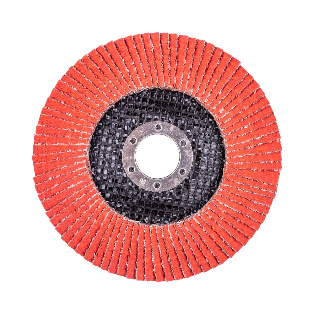 Круг лепестковый с керамическим абразивом для шлифования по нержавеющей стали FTL Everest 27 125 х 22,2 мм P40